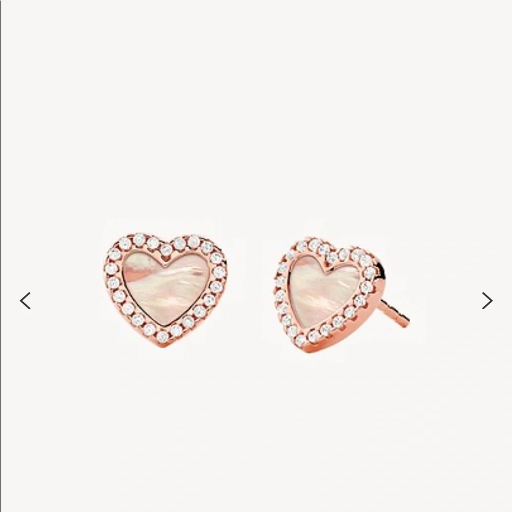 Michael Kors Love Pave and Mother of Pearl Heart Earrings